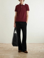 SAINT LAURENT - Slim-Fit Logo-Embroidered Cotton-Piqué Polo Shirt - Burgundy