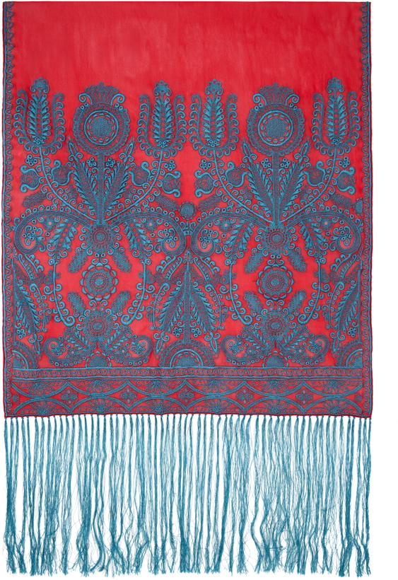 Photo: Dries Van Noten Red & Blue Embroidered Scarf