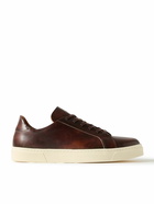 George Cleverley - Jack II Burnished-Leather Sneakers - Brown