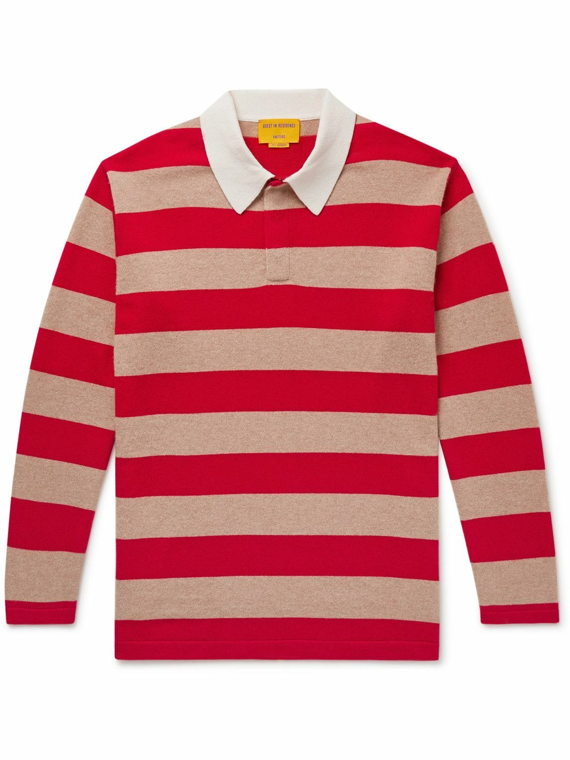 Guest In Residence - Rugby Striped Cashmere Polo Shirt - Red