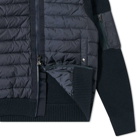 Moncler Men's Nylon Hooded Knit Down Jacket in Navy