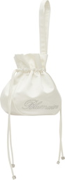 Blumarine SSENSE Exclusive White Satin Rhinestone Logo Pouch