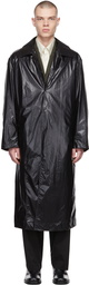 AMOMENTO Black Glossy Long Coat