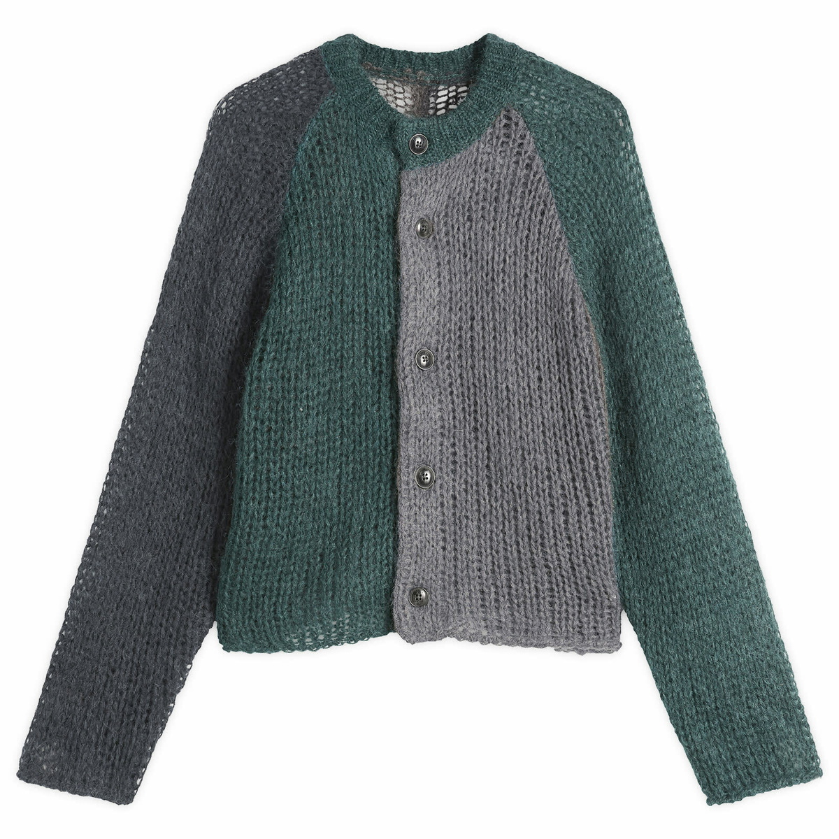 Beams Boy Women's Mohair Crazy Cardigan in Charcoal Grey 