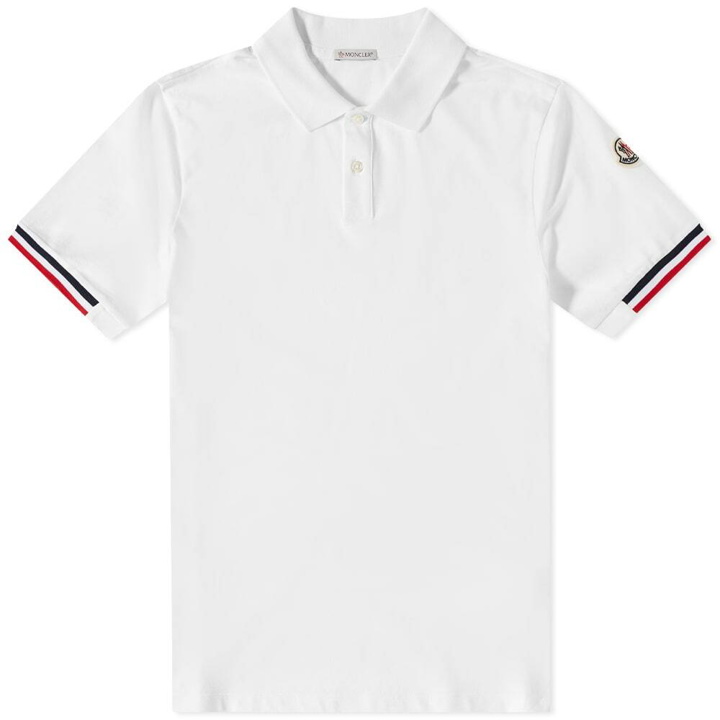 Photo: Moncler Men's Bold Tipped Sleeve Polo Shirt in White