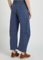 Nili Lotan Shon Barrel-leg Stretch-cotton Trousers Navy