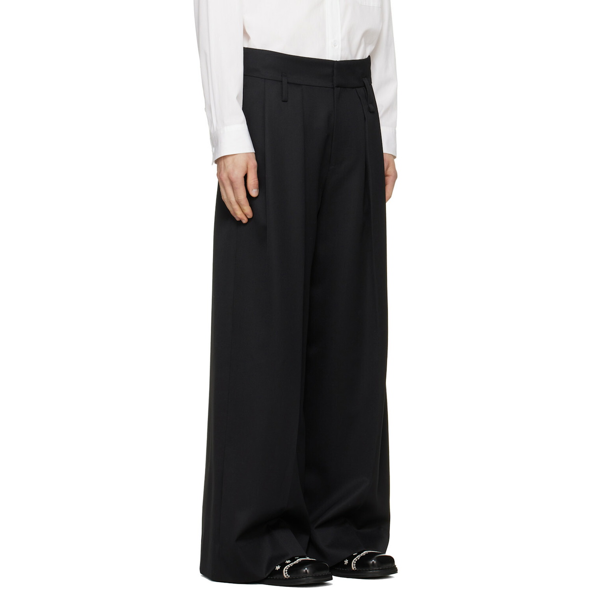 Simone Rocha Black Peeling Waist Wide Leg Trousers