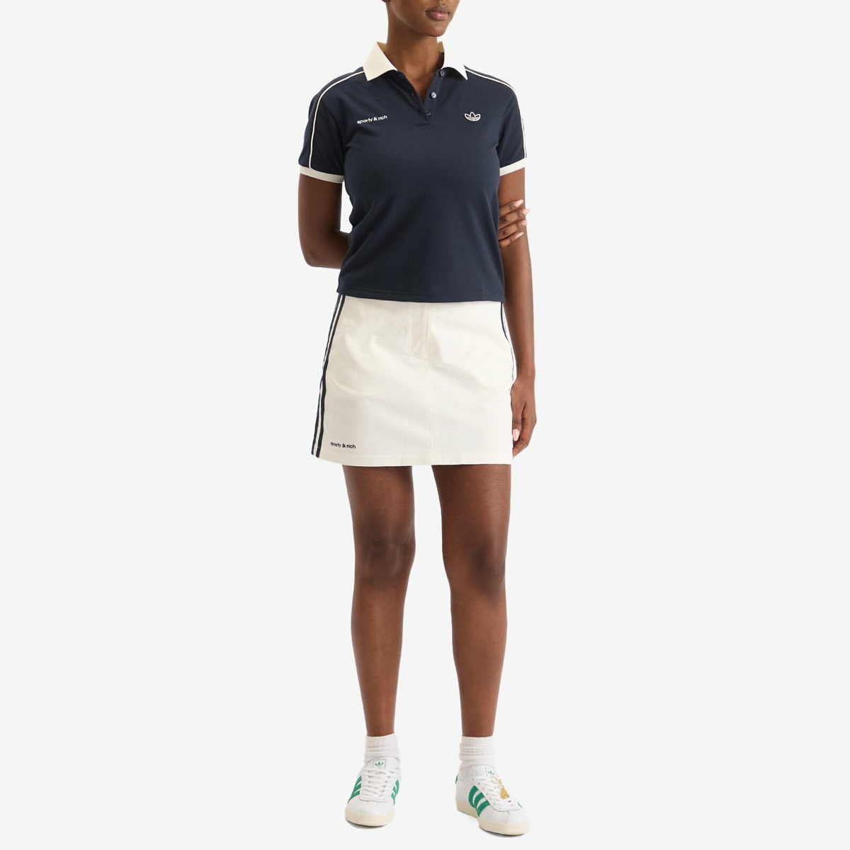 Adidas Women's x Sporty & Rich POLO T-SHIRT in Night Navy