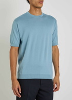 John Smedley Torin Fine-knit Cotton T-shirt Light Blue