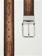 Berluti - 3.5cm Scritto Reversible Leather Belt - Gray