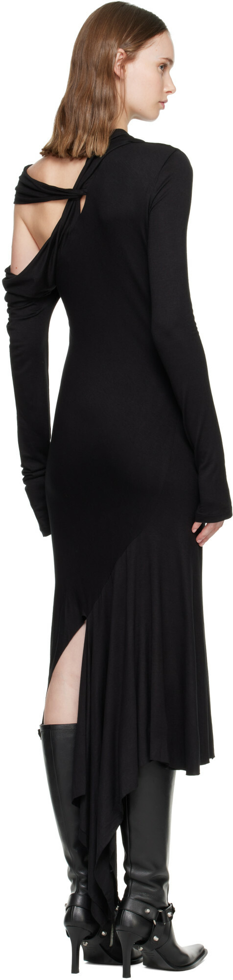 AARON ESH Blac Twist Strap Midi Dress