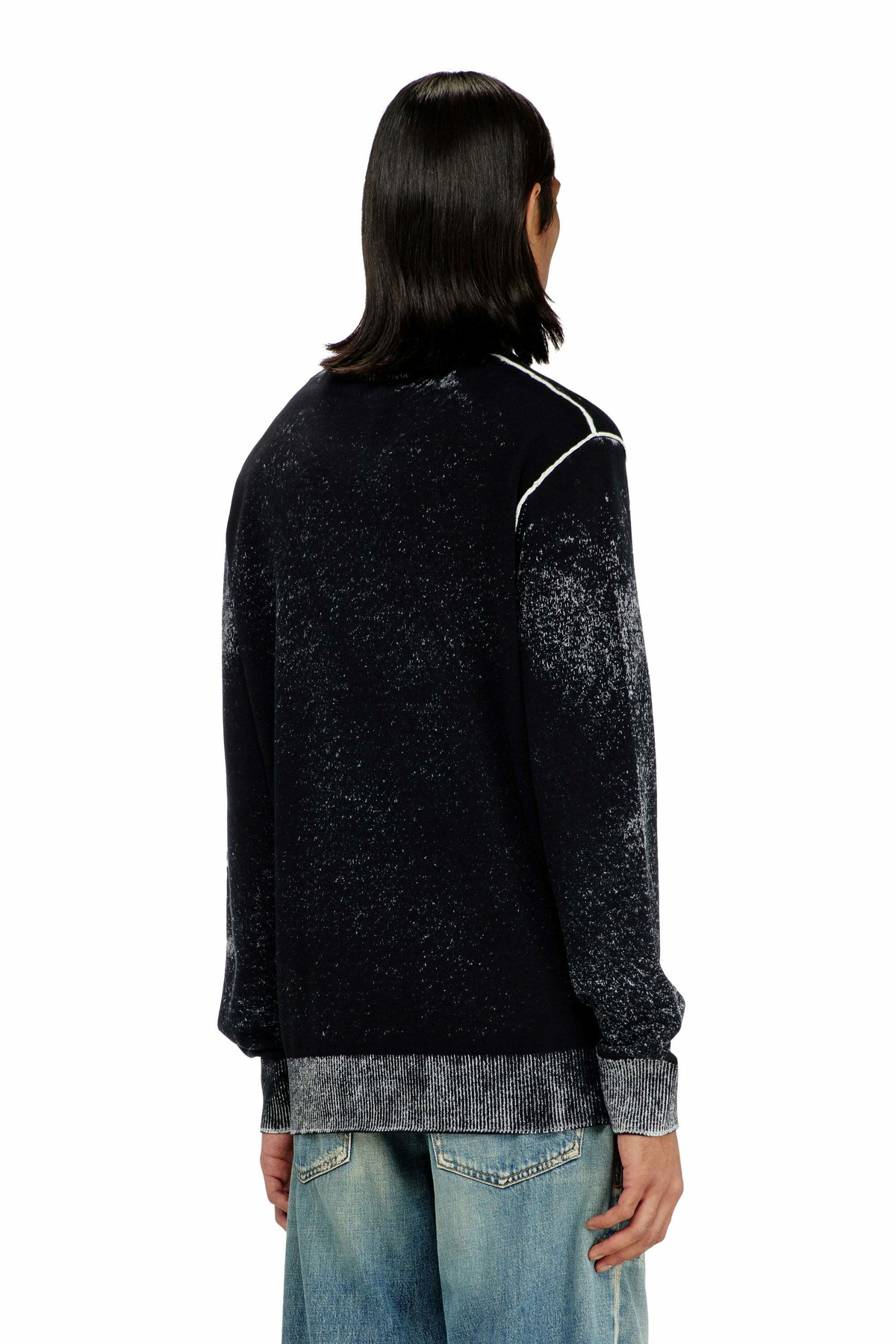 Diesel Treated cotton jumper with slogan - Knitwear Mens in Multicolor