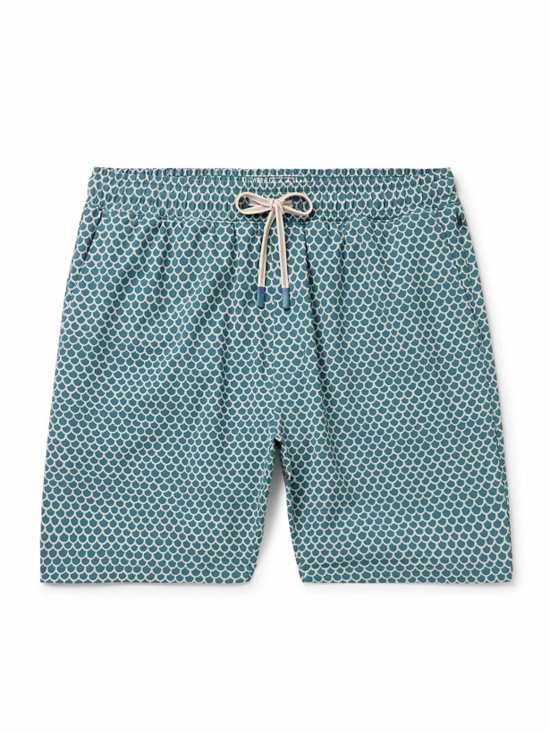 Photo: Faherty - Shorelite Straight-Leg Mid-Length Printed Recycled Swim Shorts - Blue