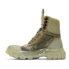 Rick Owens Green and Transparent Hiking Sneakers