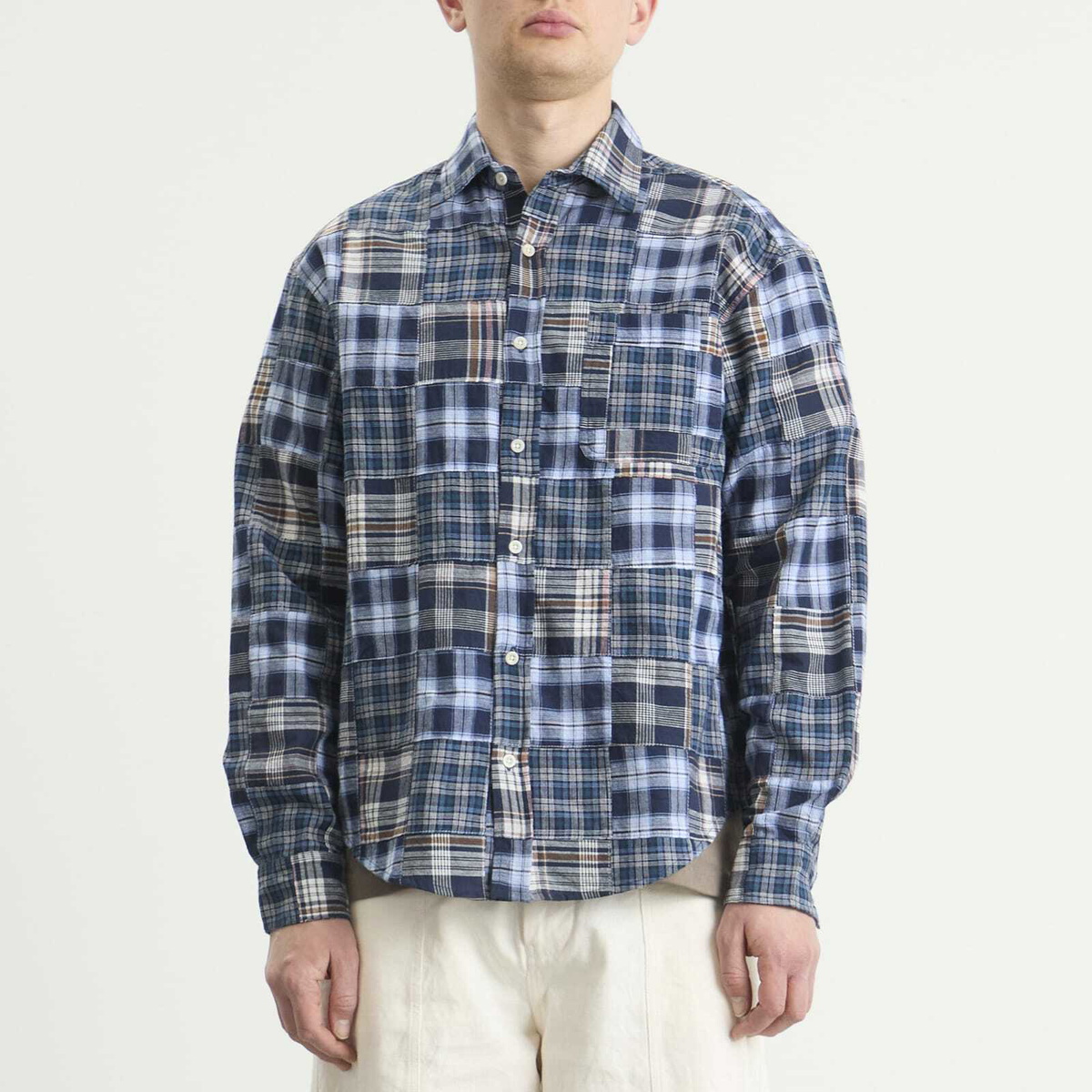 Café Mountain Men's Patchwork Check Heritage Shirt in Blues