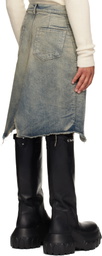 Rick Owens Blue Concordians Slivered Denim Midi Skirt