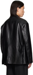 Bally Black Notched Leather Jacket