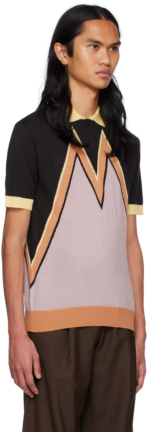 Lukhanyo Mdingi Black Colorblocked Polo