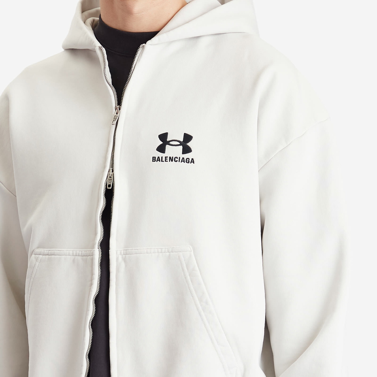 Balenciaga Men's Under Armour Zip-Up Hoodie in Dirty White