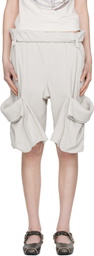 OPEN YY Gray Rolled Waist Sweat Cargo Shorts