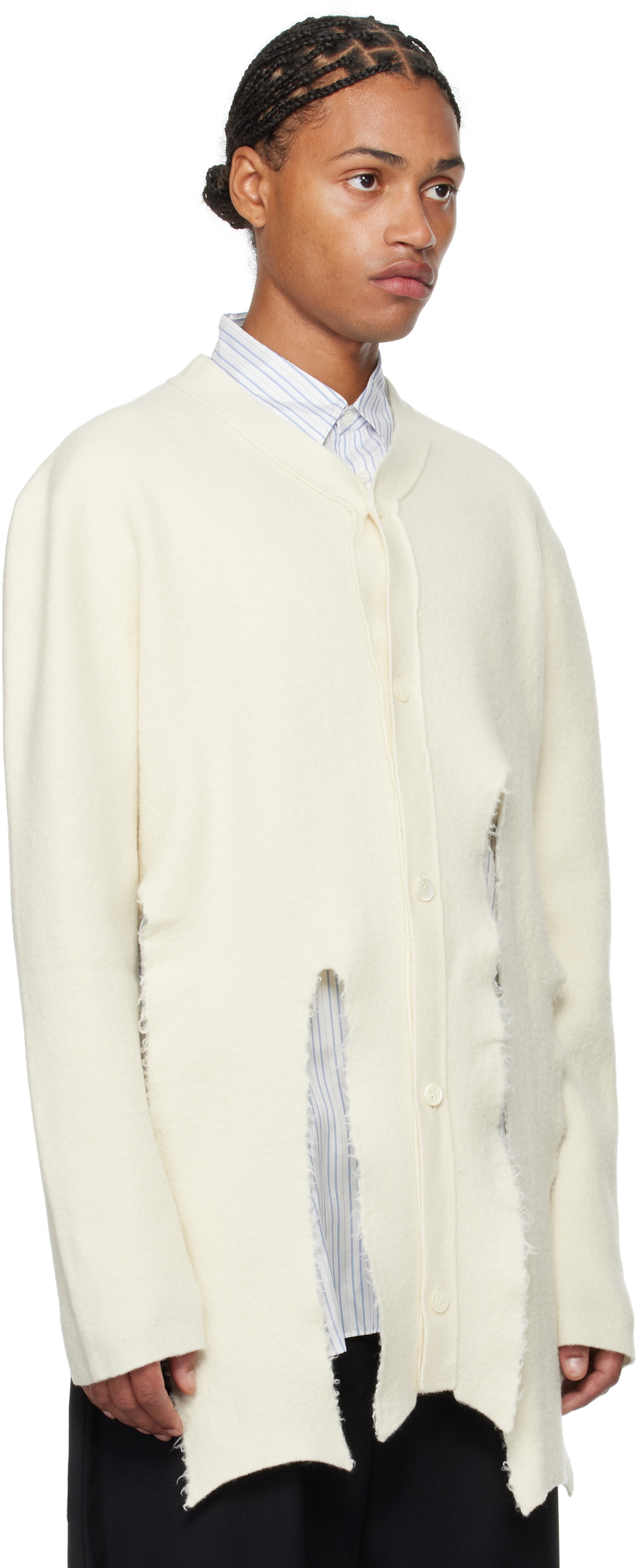 Comme des Garçons Homme Plus Off-White Worsted Wool Cardigan