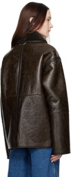 Saks Potts Brown Ada Reversible Leather Jacket