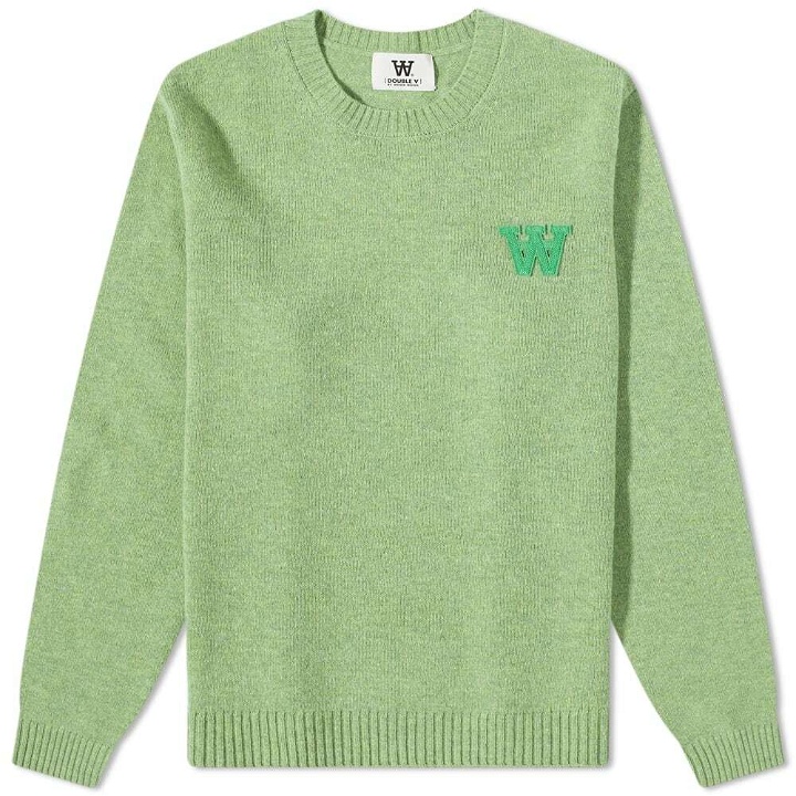 Photo: Wood Wood Men's Kevin Lambswool Crew Knit in Pale Green
