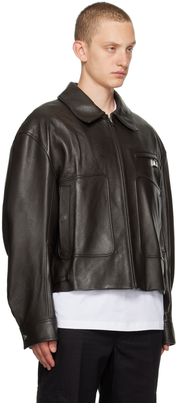 Wooyoungmi Brown Hardware Leather Jacket Wooyoungmi