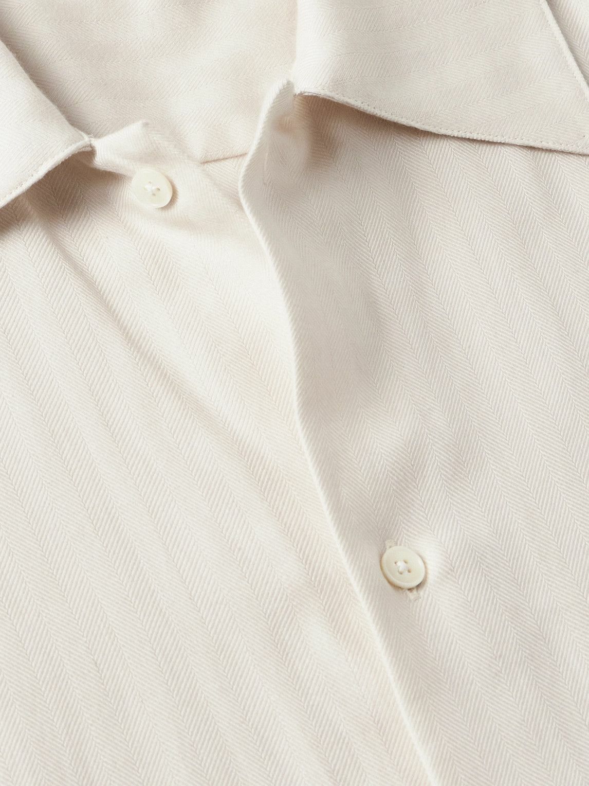 Auralee - Herringbone Cotton and Cashmere-Blend Shirt - White Auralee