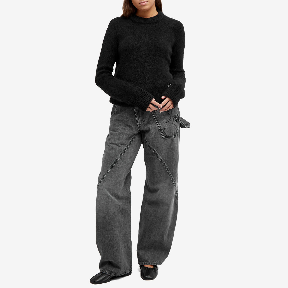 JW Anderson Women's Twisted Workwear Jeans in Grey JW Anderson