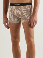 TOM FORD - Camouflage-Print Stretch-Cotton Boxer Briefs - Brown