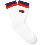 Gucci - Appliquéd Striped Stretch Cotton-Blend Socks - Men - White