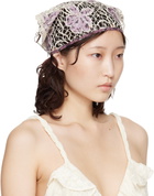 Anna Sui Purple & Off-White Medallion Floral Lace Headscarf