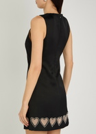 Alice + Olivia Cade Heart Embellished Satin Mini Dress Black