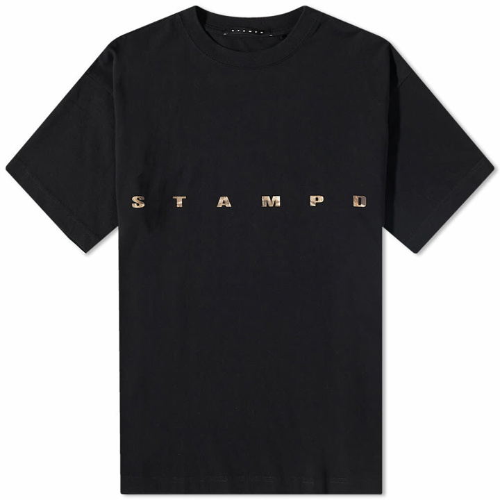 Photo: Stampd Men's Camo Strike Logo Relaxed T-Shirt in Black