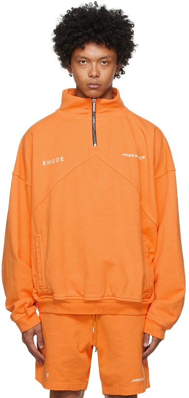 Photo: Rhude Orange McLaren Edition Trackside Quarter-Zip Sweater