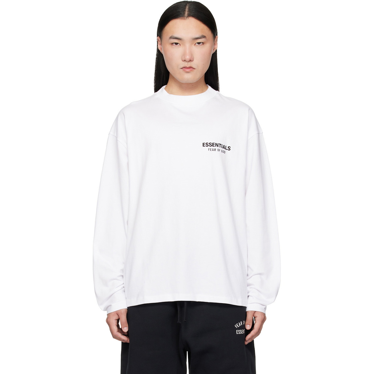 Fear of God ESSENTIALS White Classic Long Sleeve T-shirt