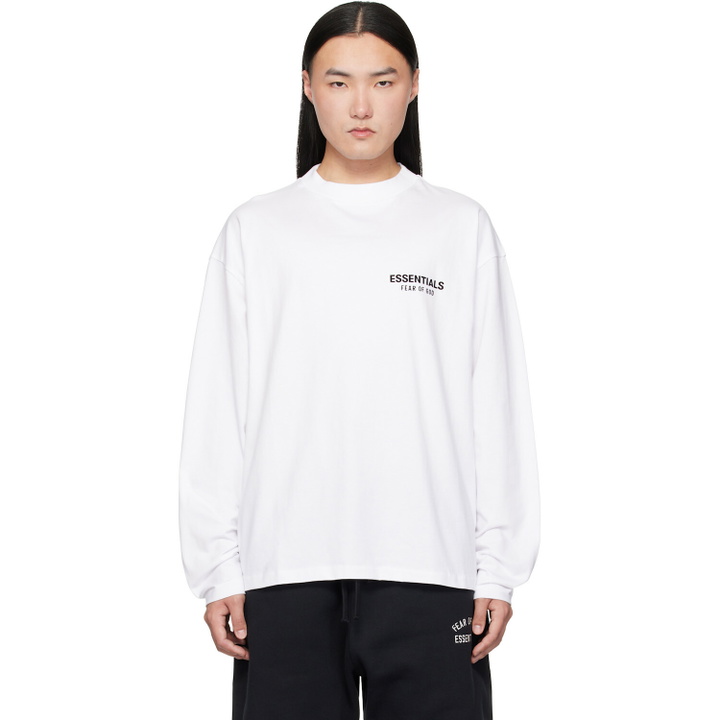 Photo: Fear of God ESSENTIALS White Classic Long Sleeve T-shirt