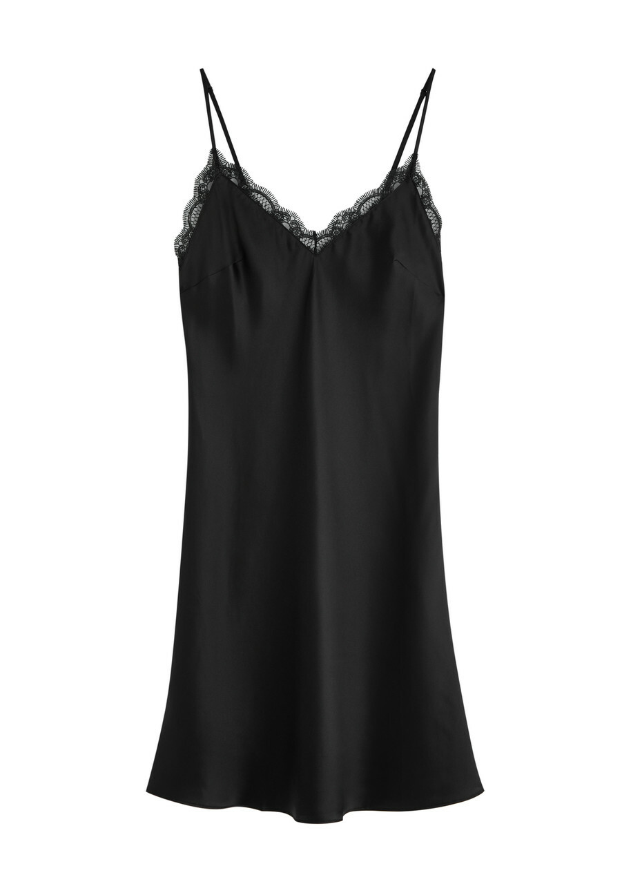 black silk night dress Black Satin Love Nightwear main image 0
