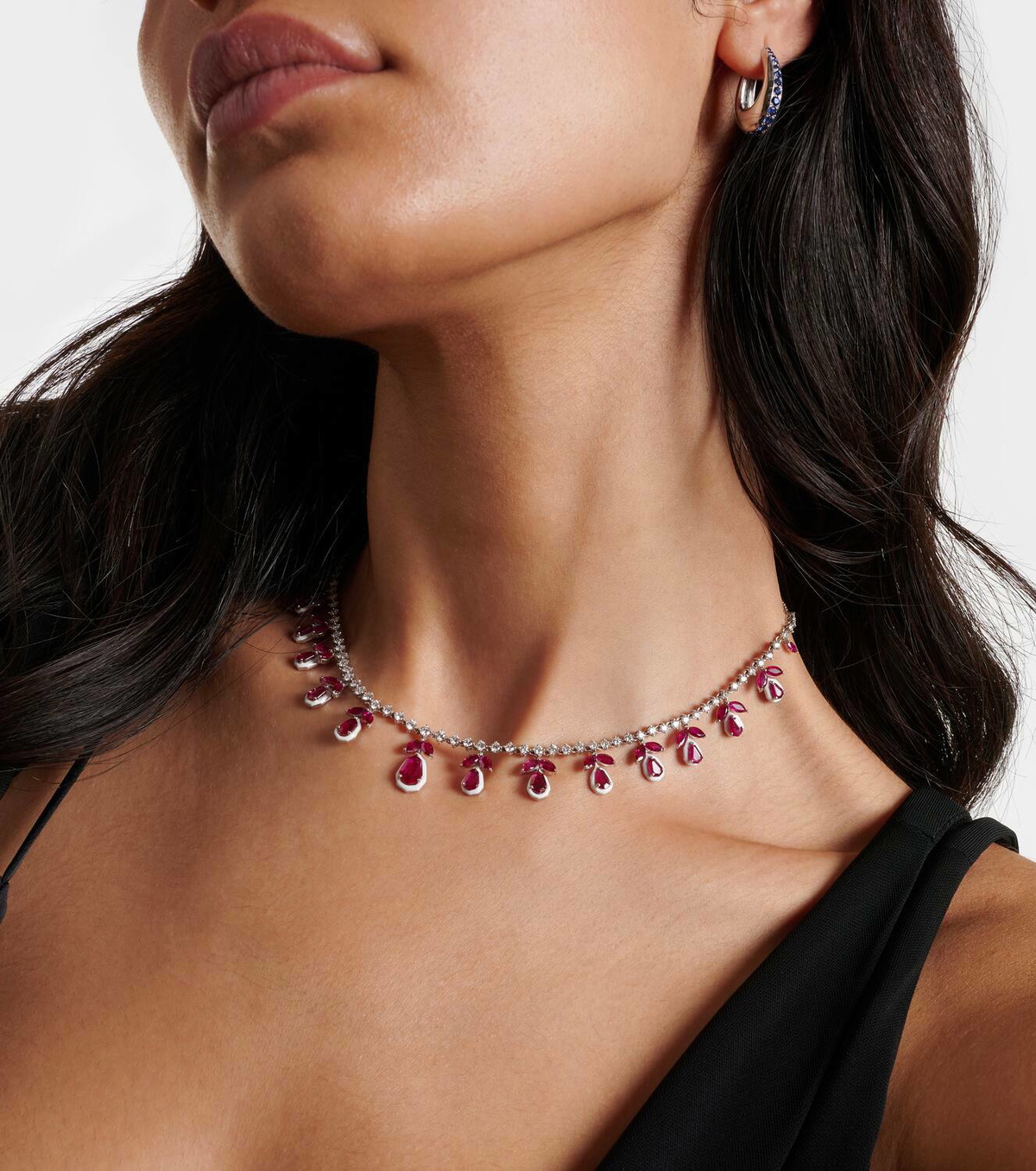 Kamyen 18kt rose gold choker with rubies and diamonds