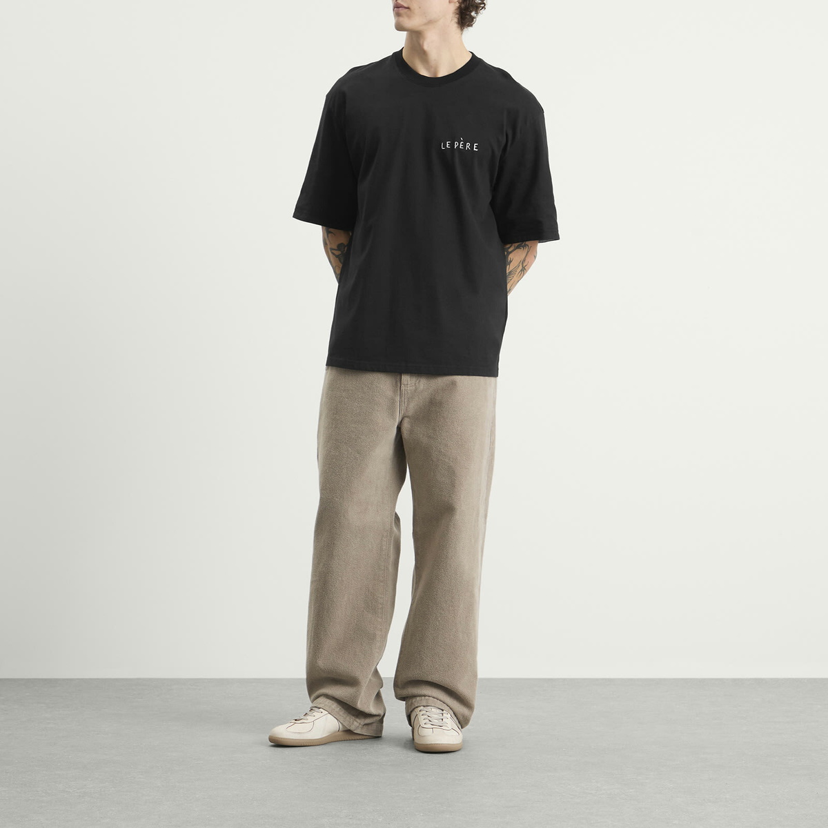Le Père Men's Double Sleeve T-Shirt in Black
