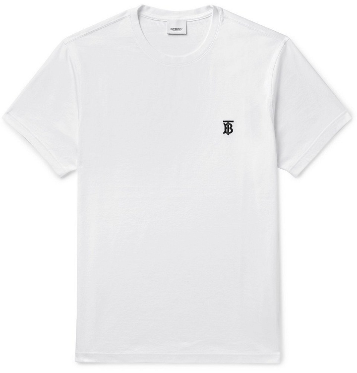 Photo: Burberry - Logo-Embroidered Cotton-Jersey T-Shirt - White