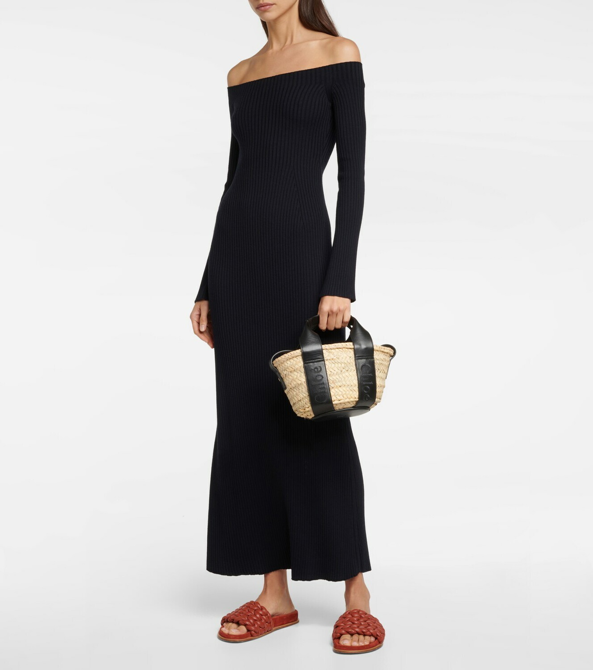 Chloe - Sense Mini raffia tote bag