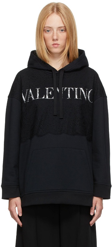 Photo: Valentino Black Lace Logo Hoodie