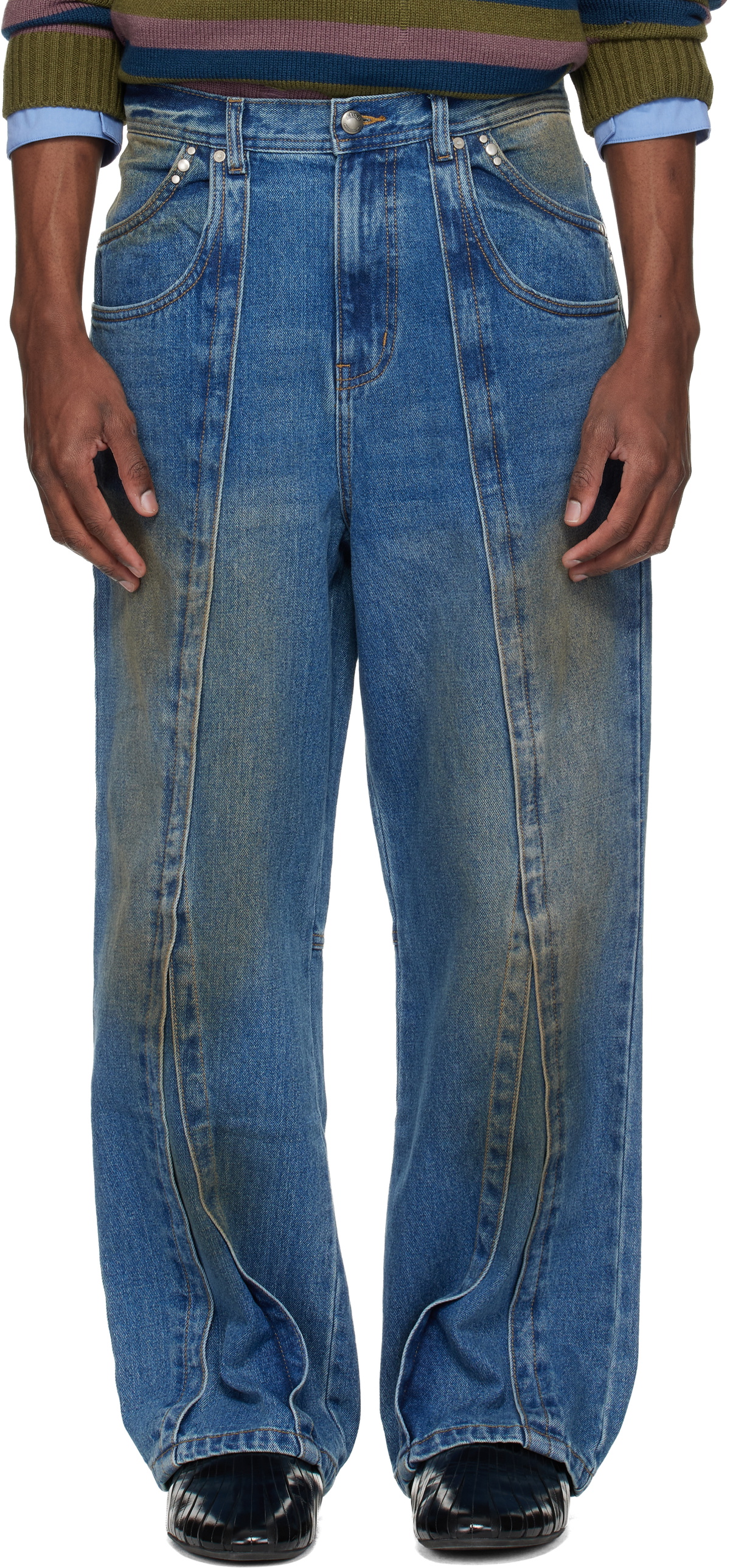Andersson Bell Blue Layered Wide-Leg Jeans Andersson Bell