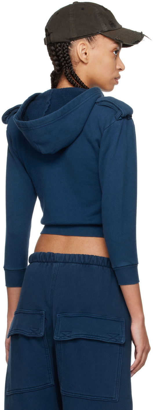 GREG ROSS Navy Shrunken Military Hoodie