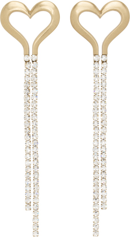 Photo: AREA Gold Crystal Heart Fringe Earrings