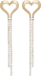AREA Gold Crystal Heart Fringe Earrings