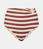 Johanna Ortiz Striped high-rise bikini bottoms