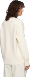 AMI Paris Off-White Wool Ami de Coeur Cardigan